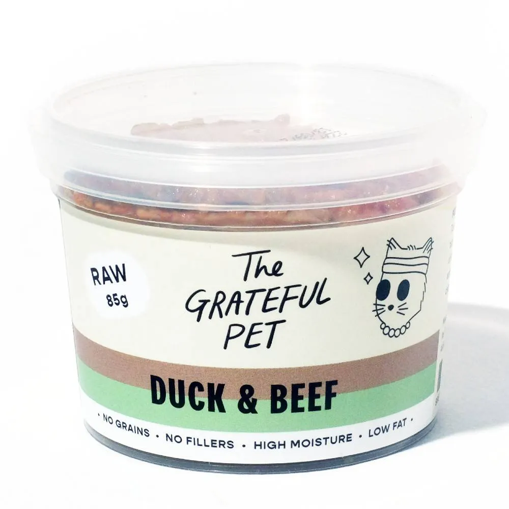 *FROZEN* The Grateful Pet Cat Raw Duck & Beef 1.02kg (85g x 12)