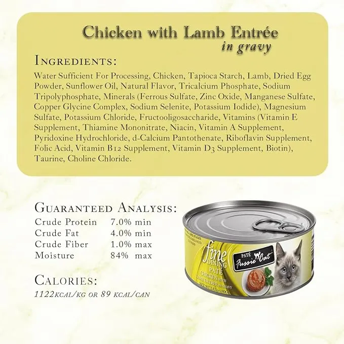 Fussie Cat Fine Dining Pate Chicken with Lamb Entre Canned Cat Food
