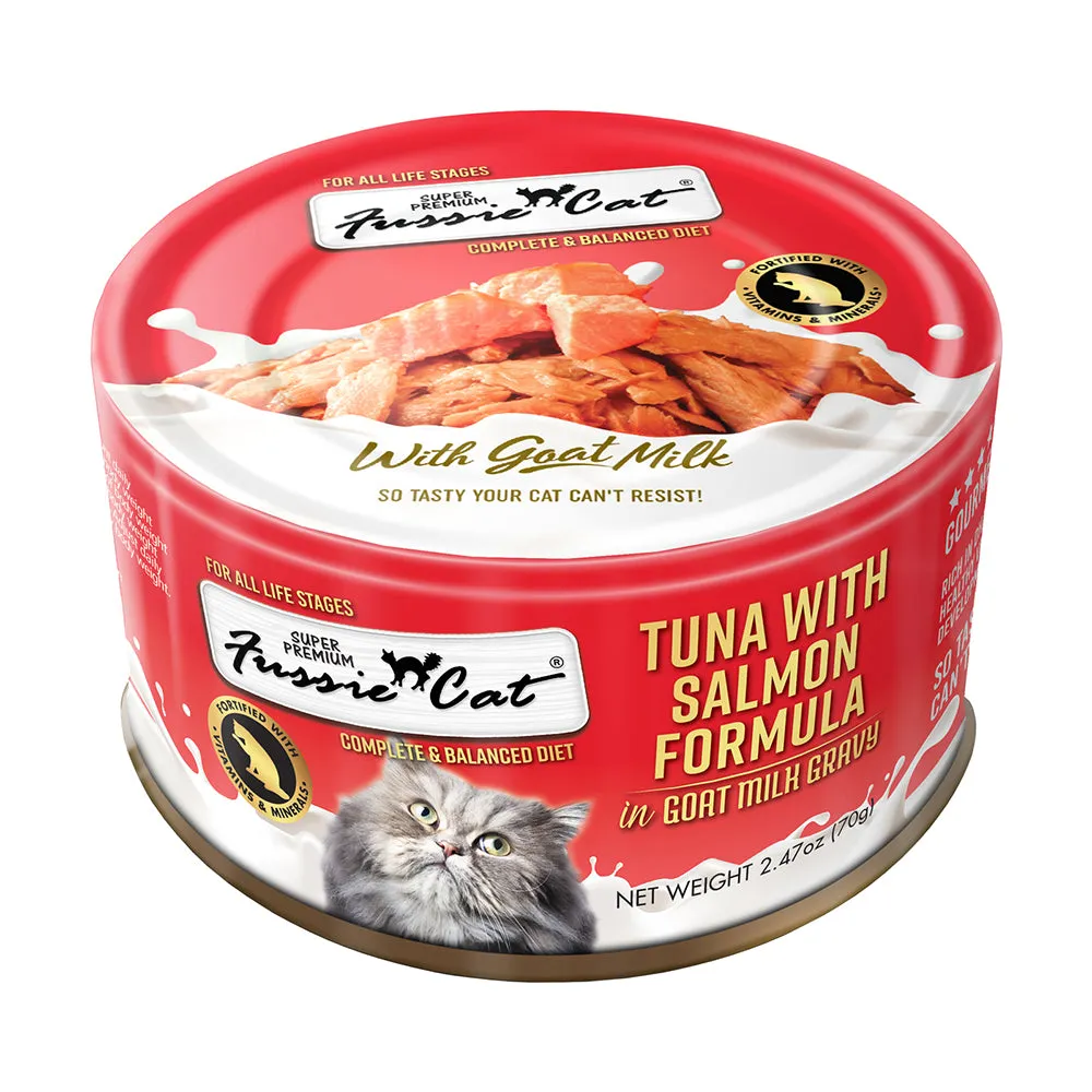 Fussie Cat Goat Milk Tuna with Salmon in Gravy 70g