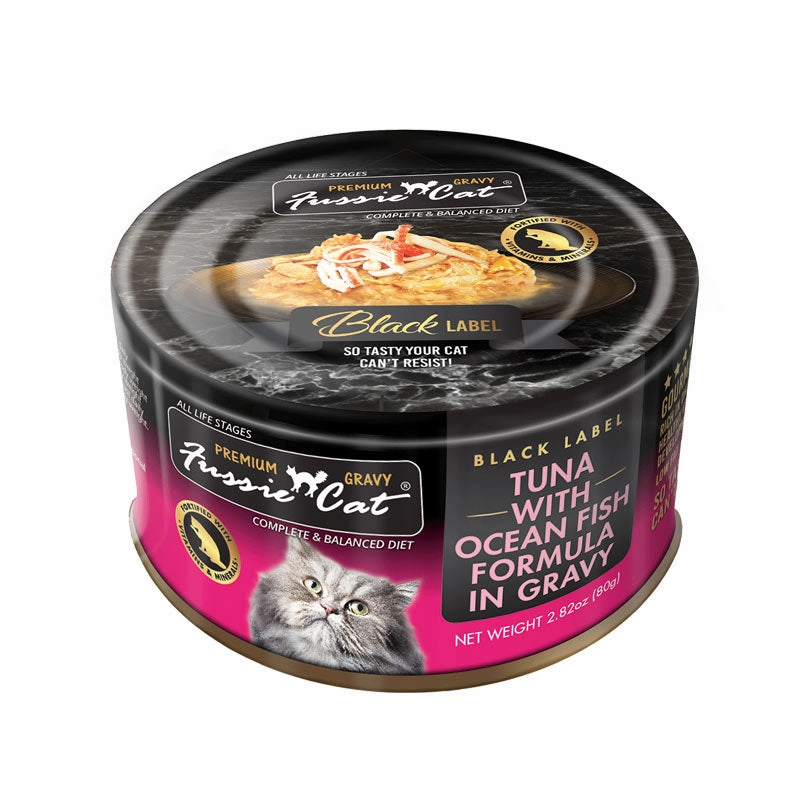 FUSSIE CAT Black Label Tuna with Ocean Fish in Gravy for Cats