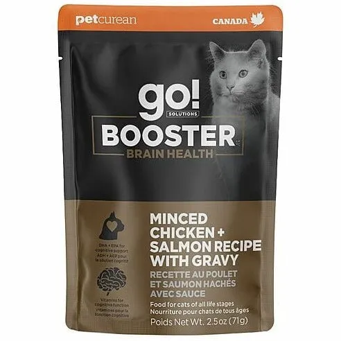Go! Solutions Booster Brain Health Minced Chicken   Salmon with Gravy Wet Cat Food