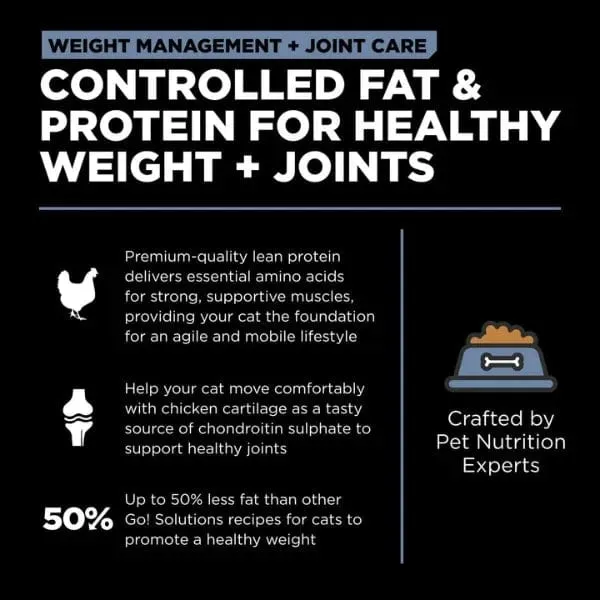 Go! Solutions Weight Management   Joint Care, Grain-Free Chicken Recipe Dry Cat Food, 8 lb