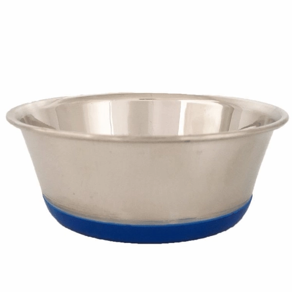 Heavy Stainless Steel Dish with Bonded Rubber Base