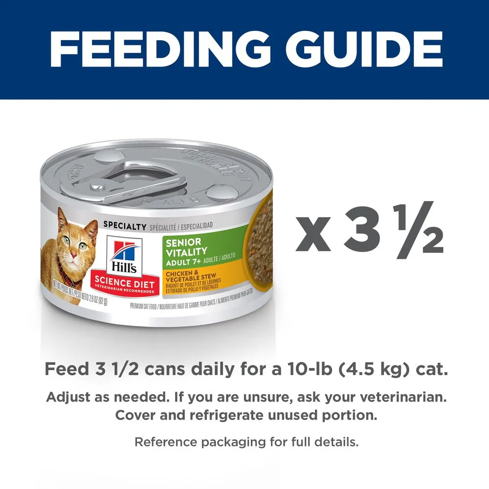 Hill's Science Diet - Feline Adult 7  Senior Vitality Chicken & Vegetable Stew 2.9oz
