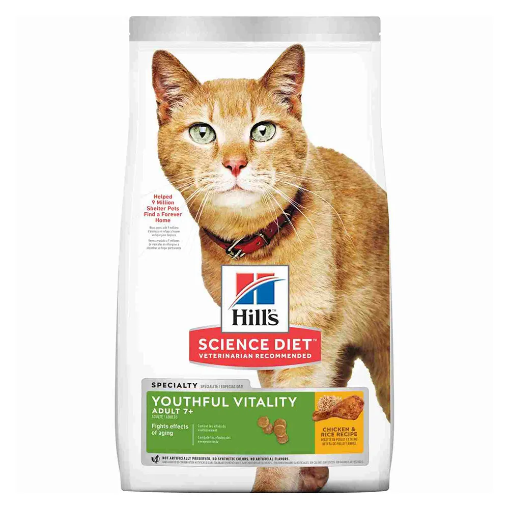 Hill's Science Diet Youthful Vitality Feline Adult 7  Chicken & Rice 13lb