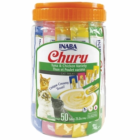 Inaba Churu Chicken & Tuna Recipe Creamy Pure Cat Treat Variety Jar
