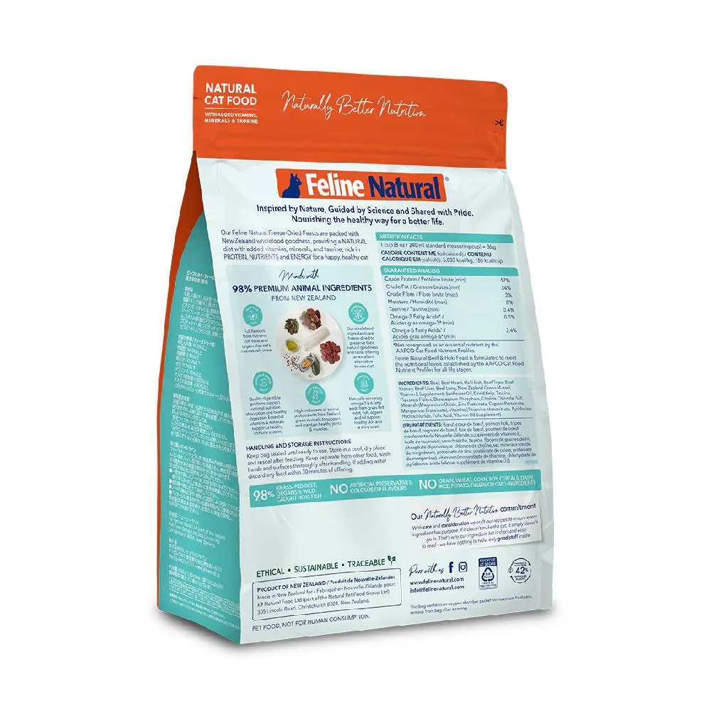 K9 Feline Natural Freeze Dried Beef and Hoki 800g