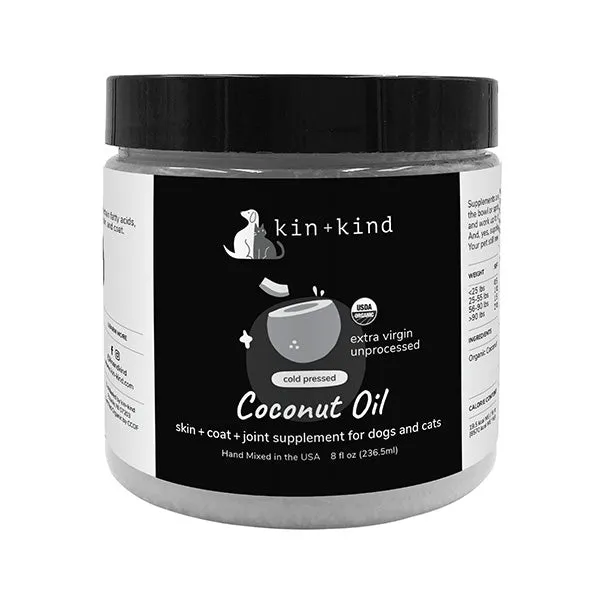Kin   Kind Dog & Cat Supplement Cold Pressed Coconut Oil 8oz