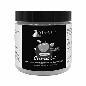 Kin   Kind Dog & Cat Supplement Cold Pressed Coconut Oil 8oz