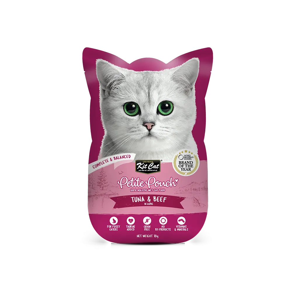KitCat Cat Petite Pouch Complete & Balanced - Tuna & Beef in Aspic 70g