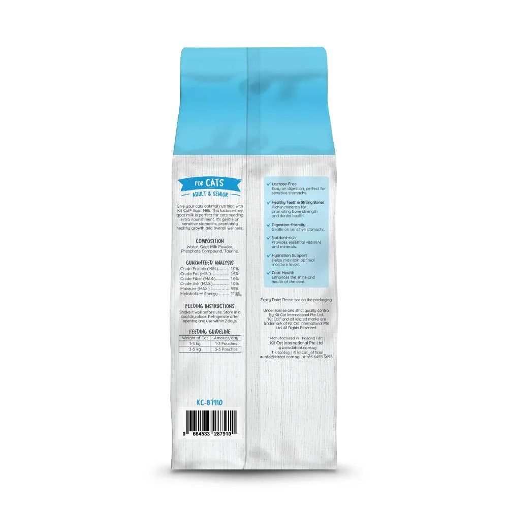 KitCat Lactose-Free Goat Milk Pouches for Cats (6 x 50ml)