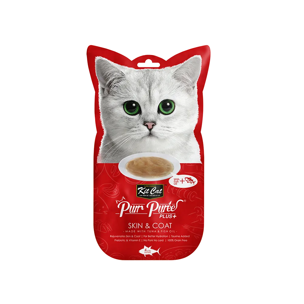 KitCat Purr Puree Plus Skin & Coat Tuna & Fish Oil 60g (4 x 15g)