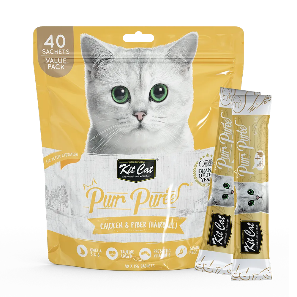 KitCat Purr Puree Value Pack Chicken & Fiber 600g (40 Sachets x 15g)