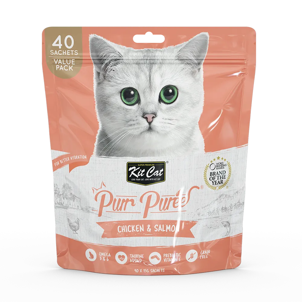 KitCat Purr Puree Value Pack Chicken & Salmon 600g (40 Sachets x 15g)