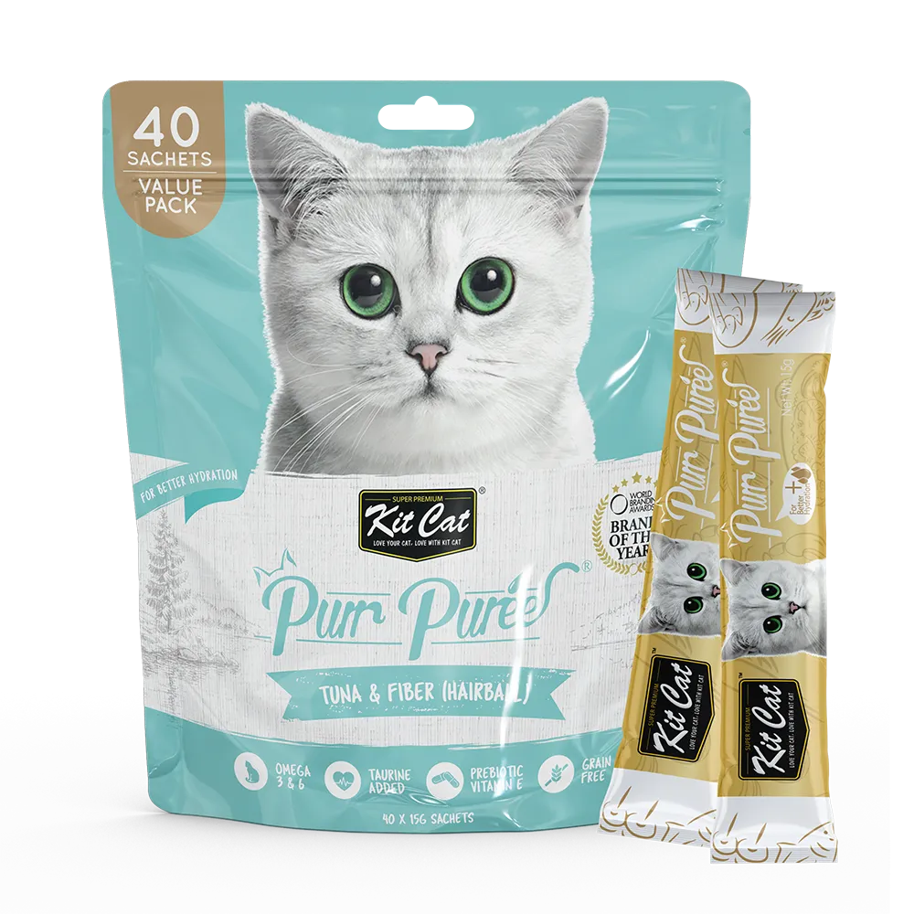 KitCat Purr Puree Value Pack Tuna & Fiber 600g (40 Sachets x 15g)