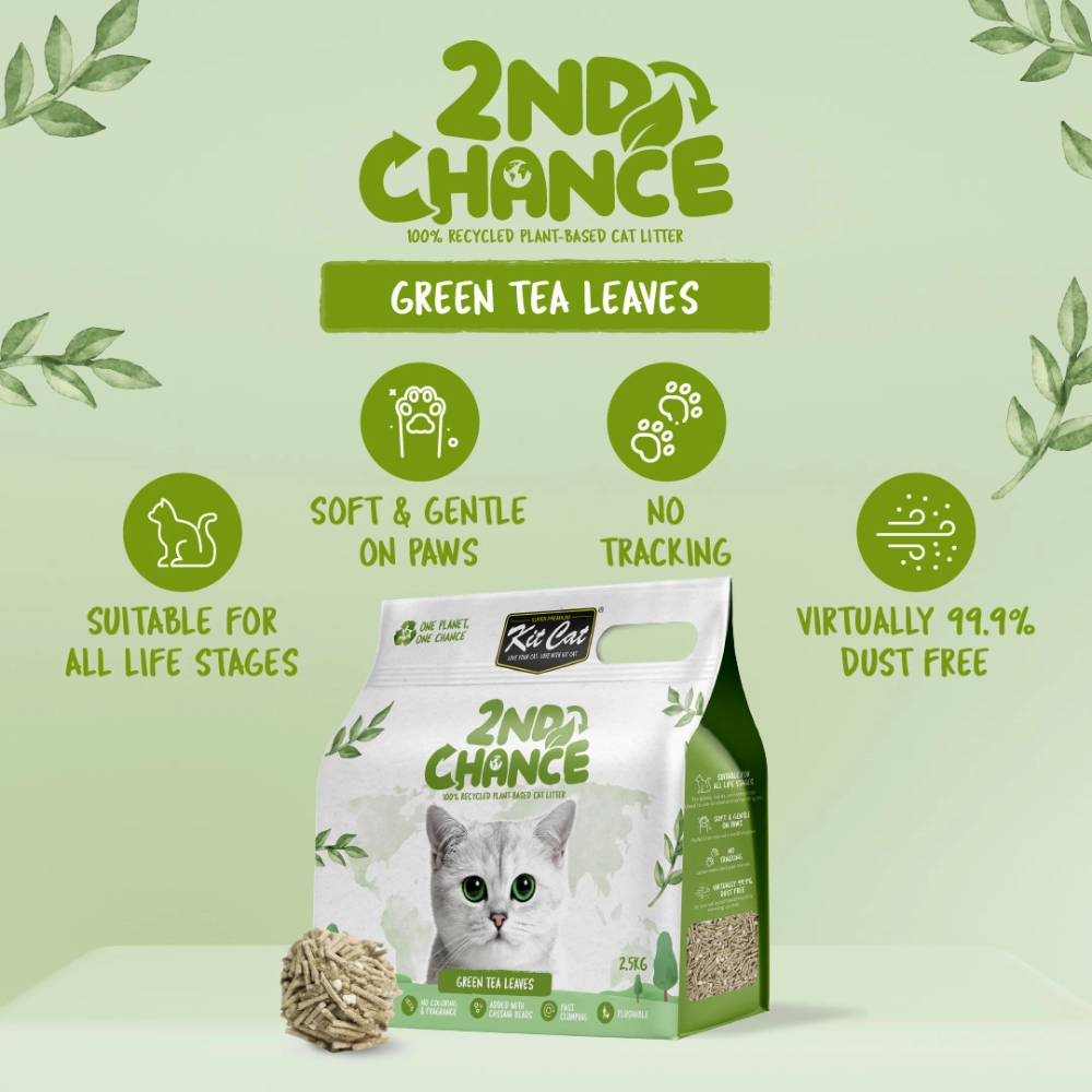 KitCat Cat 2nd Chance Litter Green Tea Leaves 2.5kg