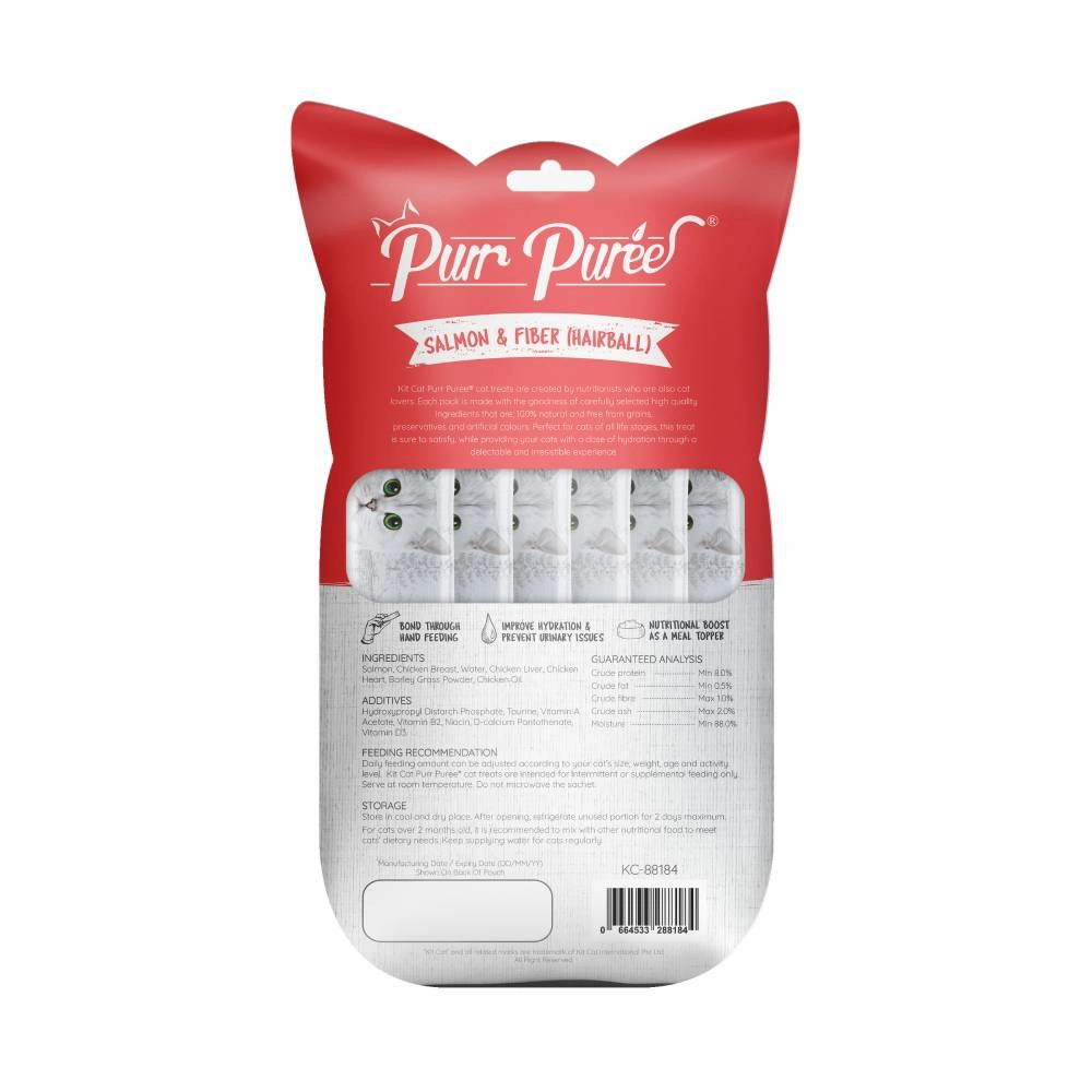 KitCat Purr Puree Hairball Salmon & Fiber (5 x 15g)