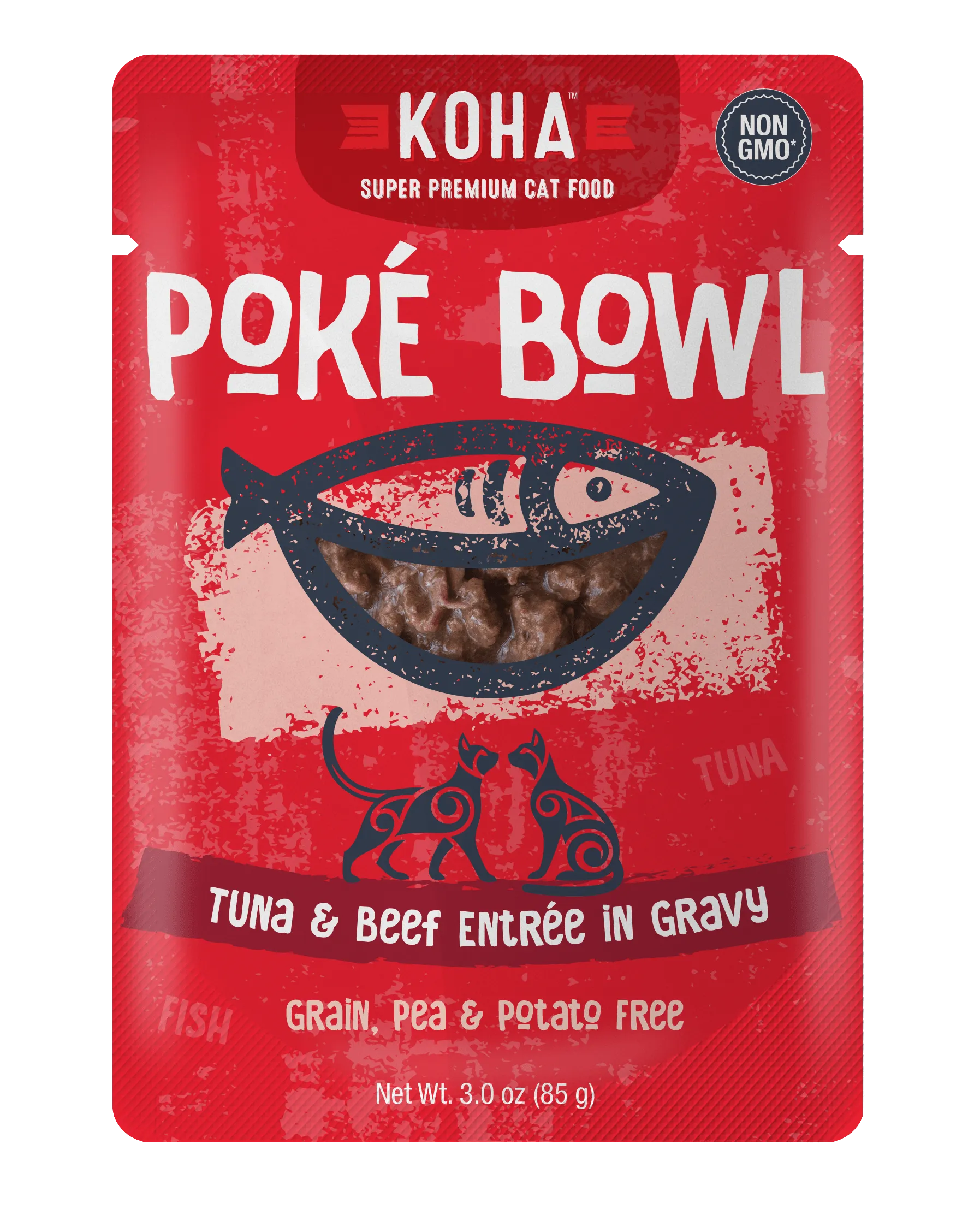 Koha Pok Bowl Tuna & Beef Entre in Gravy Wet Cat Food Pouch