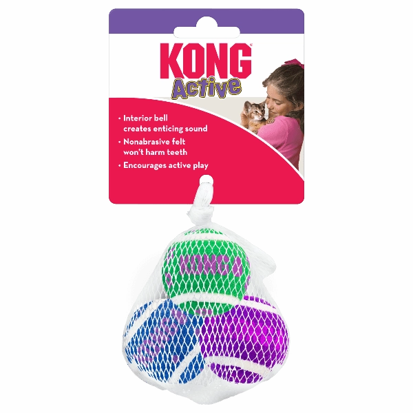 KONG Cat Active Tennis Balls with Bells Cat Toy