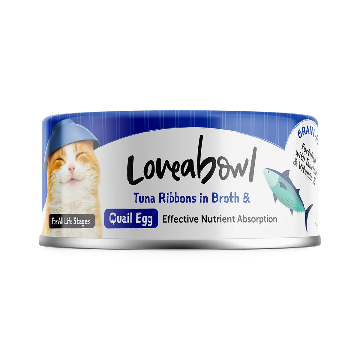 Loveabowl Cat Wet Food Tuna Ribbons & Quail Egg in Broth 70g