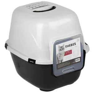 M Pets THEBES Litter Box for Cats (Black/White)