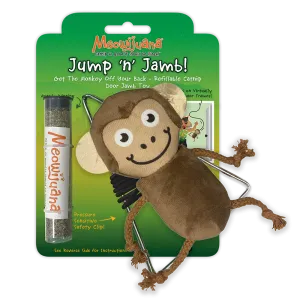 Meowijuana Cat Toy Jump 'n' Jamb! Get The Monkey Off Your Back Refillable Door Jamb Toy