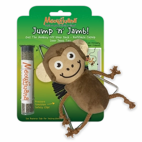 Meowijuana Cat Toy Jump 'n' Jamb! Get The Monkey Off Your Back Refillable Door Jamb Toy