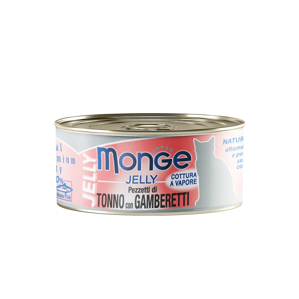 Monge Cat Jelly Yellowfin Tuna with Shrimp 80g