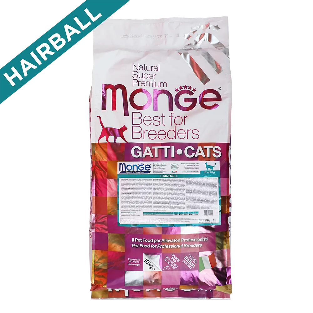 Monge Cat Natural Superpremium Hairball Rich in Chicken 10kg (EXPIRY 6 DEC 2025)