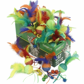Multipet Mesh Ball with Feathers Cat Toy