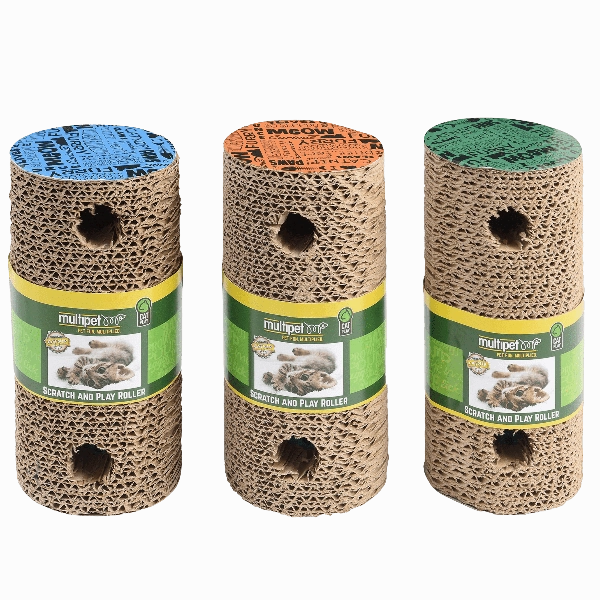 Multipet Scratch and Play Roller Cat Toy with Catnip