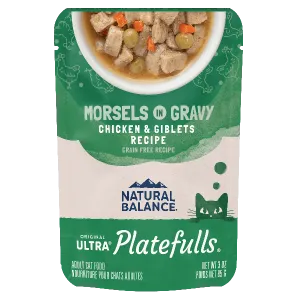 Natural Balance Platefulls Chicken & Giblets Recipe Morsels in Gravy Cat Food Pouch