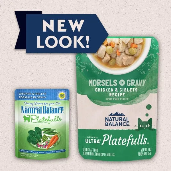 Natural Balance Platefulls Chicken & Giblets Recipe Morsels in Gravy Cat Food Pouch