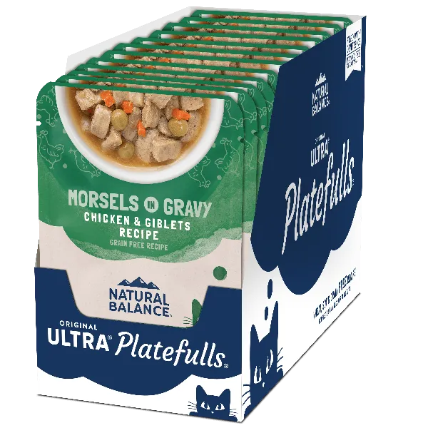 Natural Balance Platefulls Chicken & Giblets Recipe Morsels in Gravy Cat Food Pouch