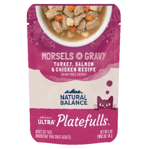 Natural Balance Platefulls Turkey, Salmon & Chicken Recipe Morsels in Gravy Soft Cat Food Pouch