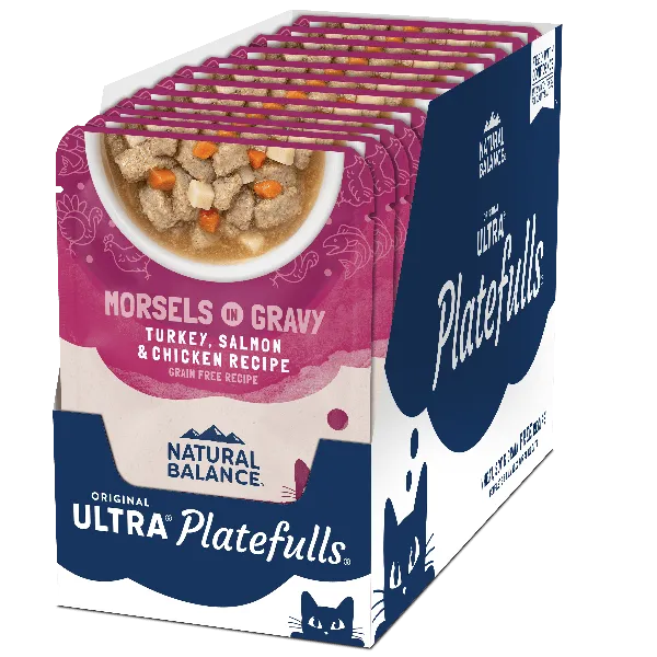Natural Balance Platefulls Turkey, Salmon & Chicken Recipe Morsels in Gravy Soft Cat Food Pouch