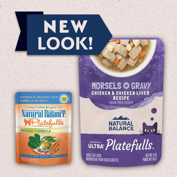 Natural Balance Platefulls Chicken & Chicken Liver Recipe Morsels in Gravy Cat Food Pouch