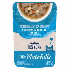 Natural Balance Platefulls Mackerel & Sardine Recipe Morsels in Gravy Cat Food Pouch
