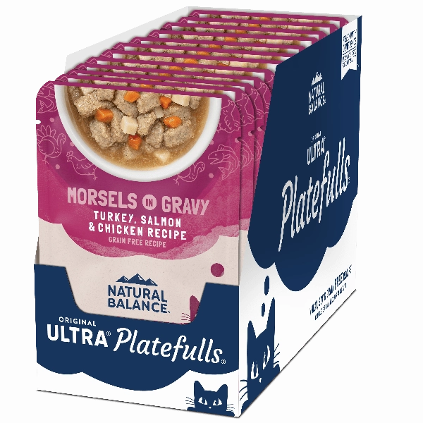 Natural Balance Platefulls Turkey, Salmon & Chicken Recipe Morsels in Gravy Soft Cat Food Pouch