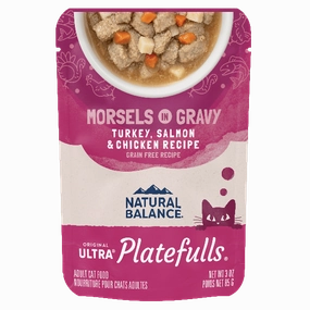 Natural Balance Platefulls Turkey, Salmon & Chicken Recipe Morsels in Gravy Soft Cat Food Pouch