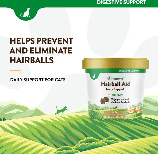 NaturVet Hairball Aid Plus Pumpkin Soft Chews for Cats