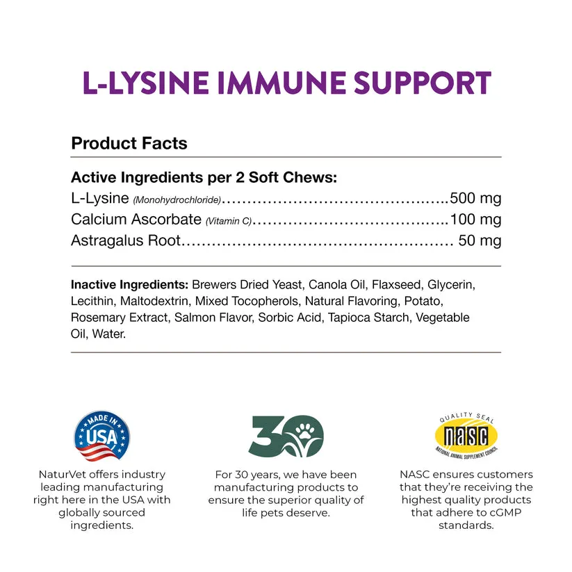 NaturVet L-Lysine Immune Support Soft Chews for Cats