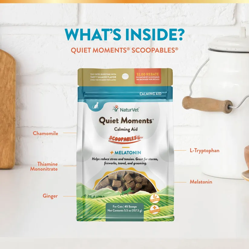 NaturVet Quiet Moments Calming Aid Plus Melatonin Scoopables for Cats