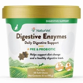 NaturVet Digestive Enzymes with Prebiotics & Probiotics Soft Chews for Cats