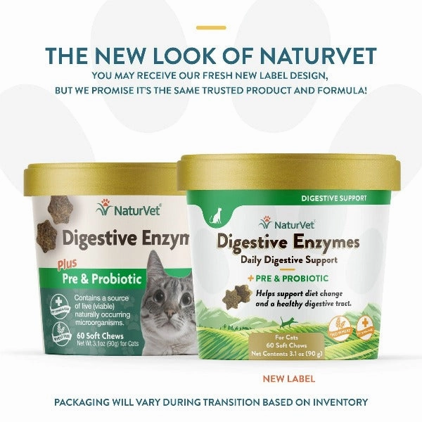 NaturVet Digestive Enzymes with Prebiotics & Probiotics Soft Chews for Cats
