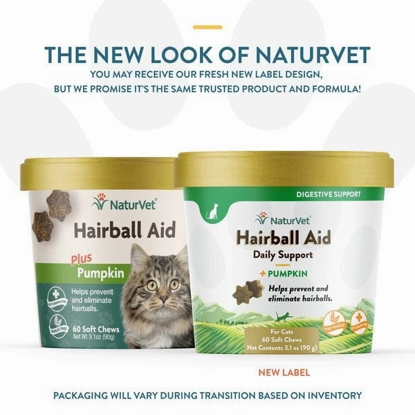 NaturVet Hairball Aid with Pumpkin Soft Chews For Cats