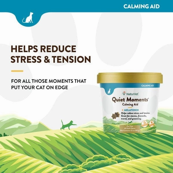 NaturVet Quiet Moments Calming Aid Plus Melatonin Cat Soft Chews