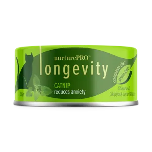 Nurture Pro Cat Longevity with Green Tea Essence GF Chicken & Skipjack Tuna White Meat Catnip 80g