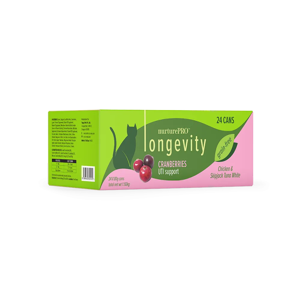 Nurture Pro Cat Longevity with Green Tea Essence GF Chicken & Skipjack Tuna White Meat Cranberries 80g