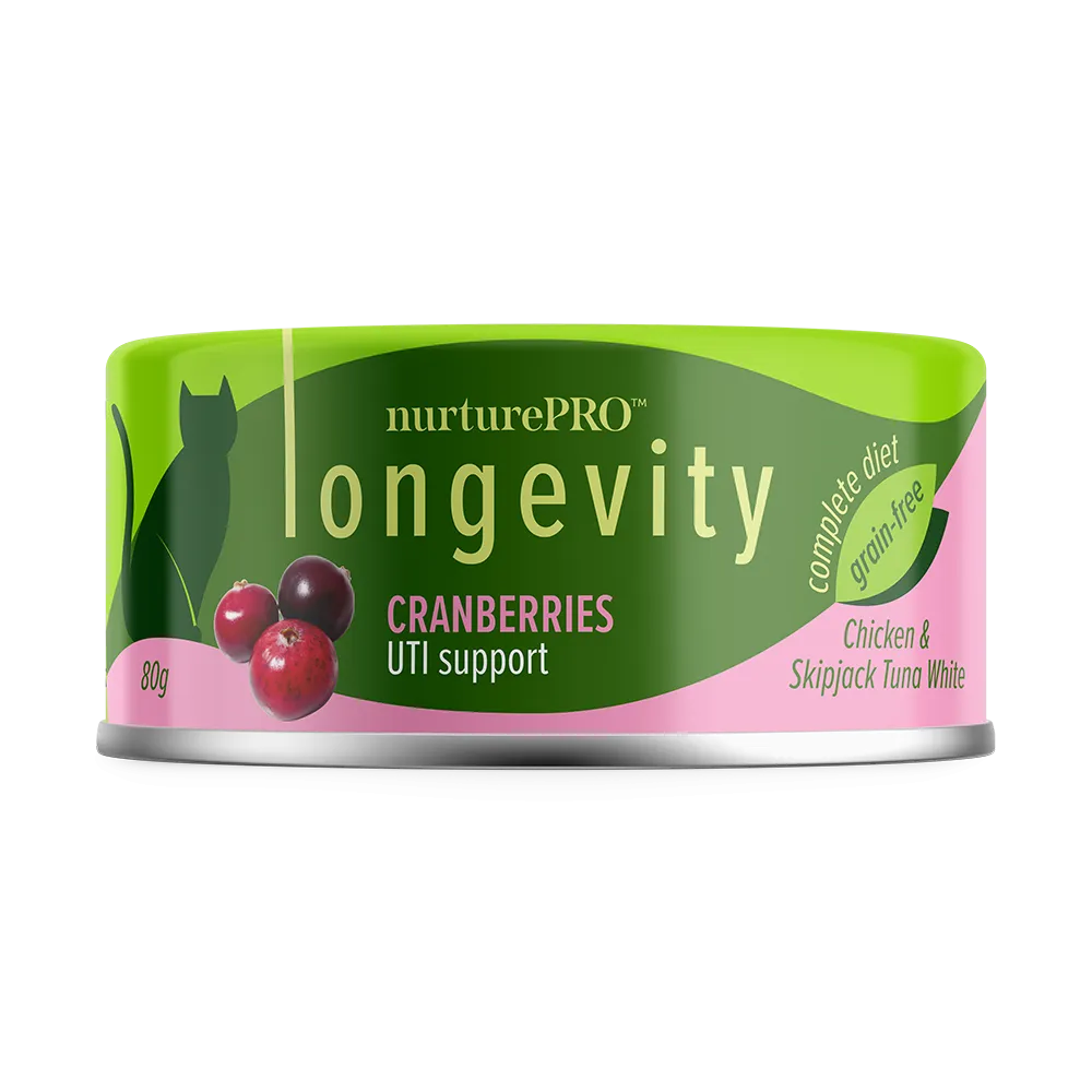 Nurture Pro Cat Longevity with Green Tea Essence GF Chicken & Skipjack Tuna White Meat Cranberries 80g